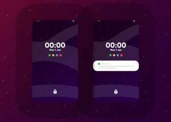 Notification Alerts on Smartphone Home Screen Phone User Interface User Experience UI Template Vector Illustration