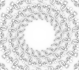 Vintage royal emblem with Q letter silhouetteand royal lily. Medieval queen crown. Fashion branding emblem. 3D rendering