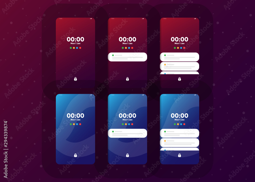 Wall mural notification alerts on smartphone home screen phone user interface user experience ui template vecto