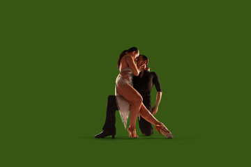 Ballroom dancing isolated on green screen.