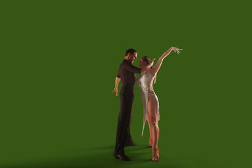 Fototapeta premium Ballroom dancing isolated on green screen.
