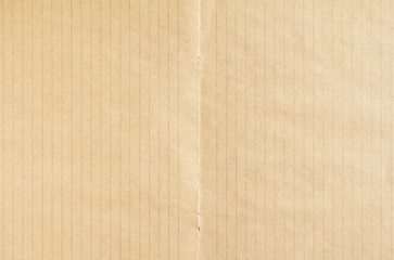 Double sheet of brown lined notebook paper texture background.
