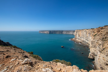 Fototapeta na wymiar Sagres is at the extreme western tip of the Algarve destination in southern Portugal