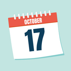 Calendar icon. Calendar Date - October 17. Planning. Time management.