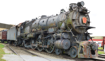 Fototapeta na wymiar Rusting American steam locomotives in Pennsylvania, USA