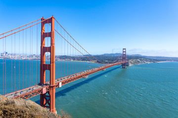 Beautiful view of the famous Golden Gate Bridge in San Francisco.