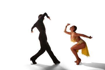 Ballroom dancing isolated on white.