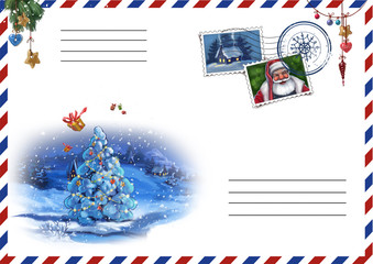 Envelope for letters to Santa Claus, Christmas, New Year, congratulations