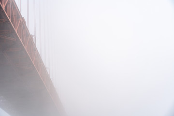 View of Golden Gate Bridge in the fog.