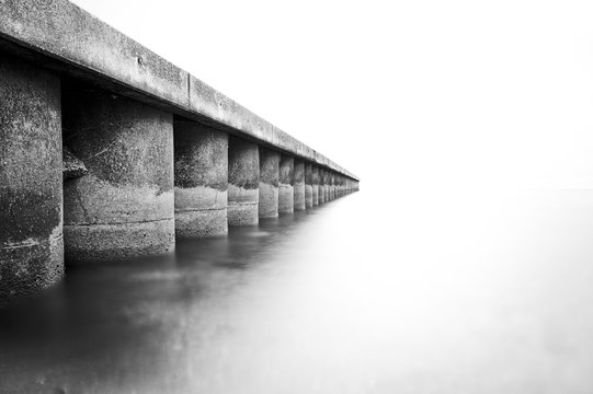 pier on the river - long-term exposure