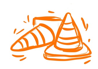 Outline road traffic cone icon illustration symbol