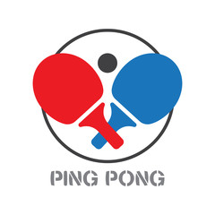 Ping pong table tennis paddle with ball flat vector 