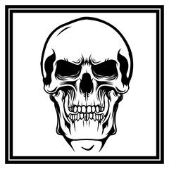 skull retro,vintage,detail hand drawing