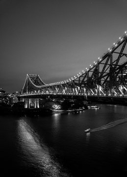 Fototapeta Brisbane bridge black & white night