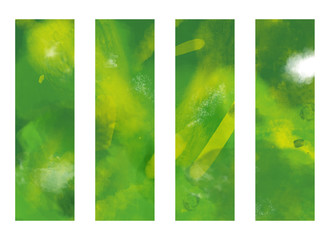 Set of green grunge banners and bookmark