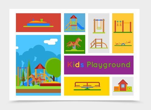 Flat Kids Playground Composition