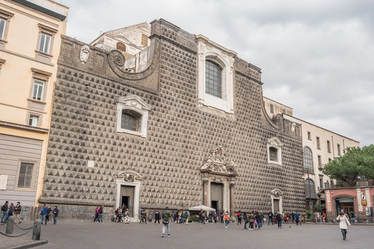 The Church of Gesu Nuovo, located in historic center of Naples, Campania, Italy