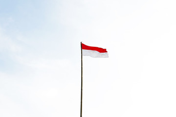 Single Indonesia flag wave strongly isolated