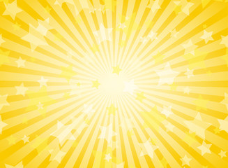 Obraz premium Sunlight horizontal background. Gold yellow color burst background with shining stars.