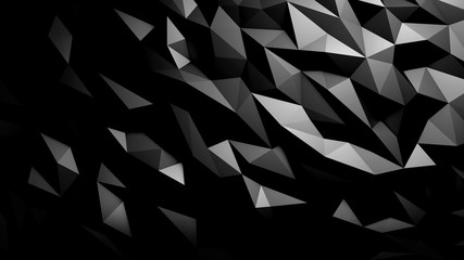 Abstract low poly background black 3D render