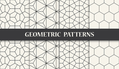 black and white geometric seamless pattern set