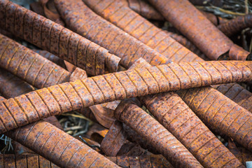 Heap of rusty iron after smelting aluminum from it.