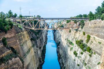 Corinth Canal in Isthmus of Corinth, Greece