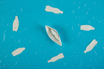 Ocean plastic pollution concept image.