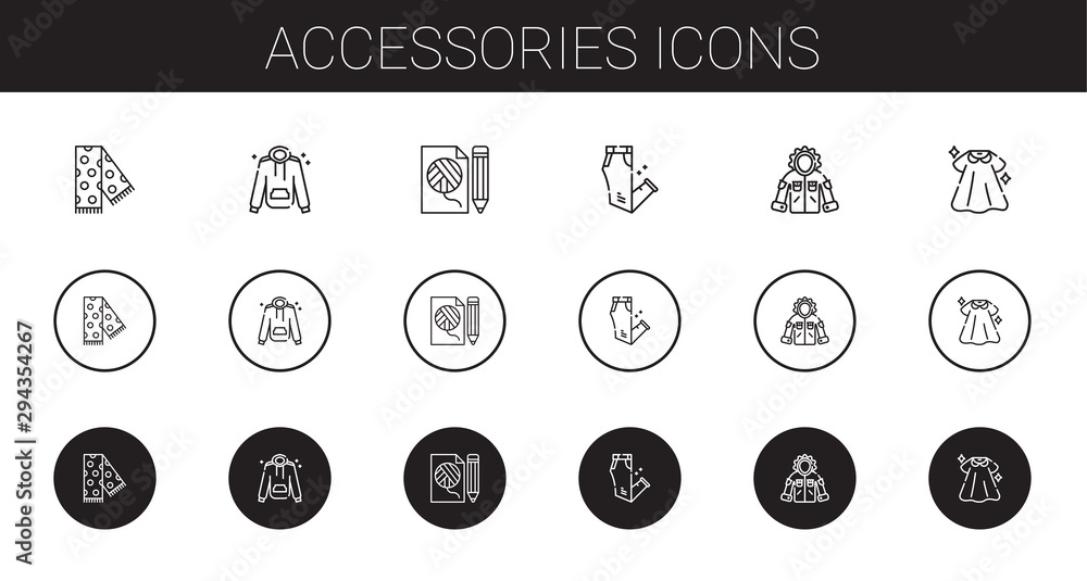 Sticker accessories icons set