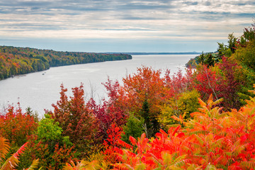 Penobscot Narrow, Maine, during autumn leaves.