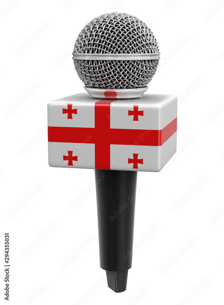 Poster microphone with georgian flag. image with clipping path