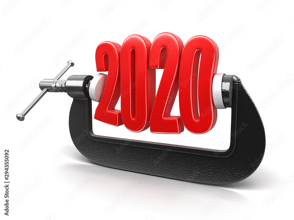 Poster 2020 in clamp. image with clipping path