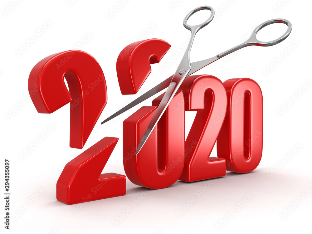 Poster scissors and 2020. image with clipping path.