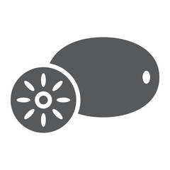 Kiwi glyph icon, food and fruit, vitamin sign, vector graphics, a solid pattern on a white backgrond.