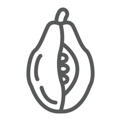 Papaya line icon, food and vitamin, exotic fruit sign, vector graphics, a linear pattern on a white backgrond.