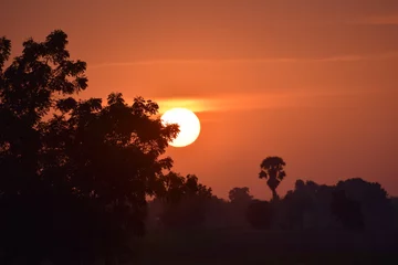 Fototapeten Coral Beautiful sunset over kano city Nigeria  © yusuf