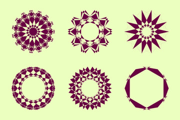 Different abstract geometric design element set. Vector illustration.
