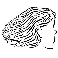 profile of a pretty girl with magnificent hair