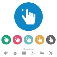 Right handed move left gesture flat round icons