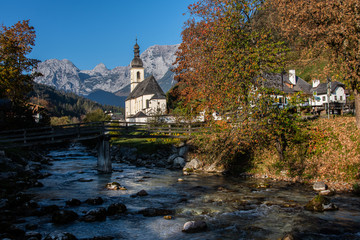 Ramsau Kapelle Kirche Berchtesgaden Alpen Bayern Nationalpark Gebirge Gottesdienst Postkarte Herbst...