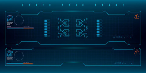 Futuristic HUD set frame. Futuristic virtual screen frame. Cyber tech frame.