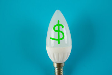 Light bulb with dollar sign on it