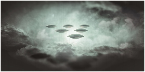 ufo in the clouds