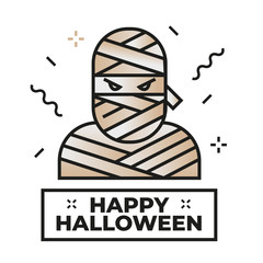 Creepy mummy illustration - Happy halloween icon	