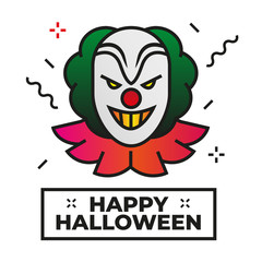 Evil clown illustration - Happy halloween icon	