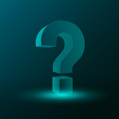 Big 3D question mark in turquoise colors