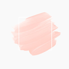Make-up brush stroke paint over square frame. Vector art background