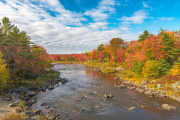 Fototapeta na wymiar Ellsworth, Maine, during autumn leaves.