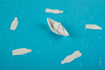 Ocean plastic pollution concept image.