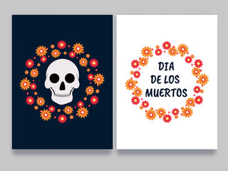 Mexican festival Dia De Los Muertos (Day Of The Dead) celebration concept greeting card design with two different option.